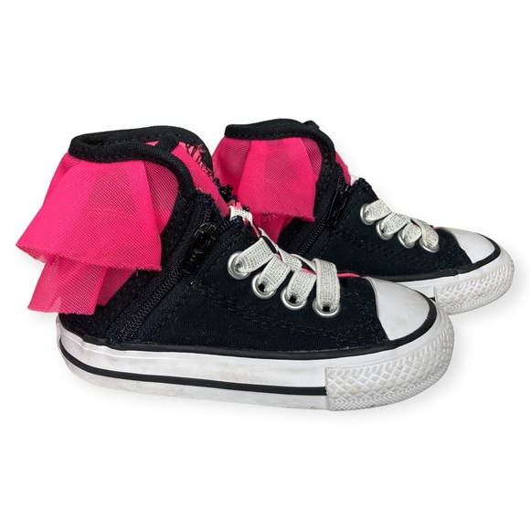 Converse All Stars Size 5 Block Party Tule Frill Chuck Taylor Zip Hi Top Shoes - Picture 7 of 11
